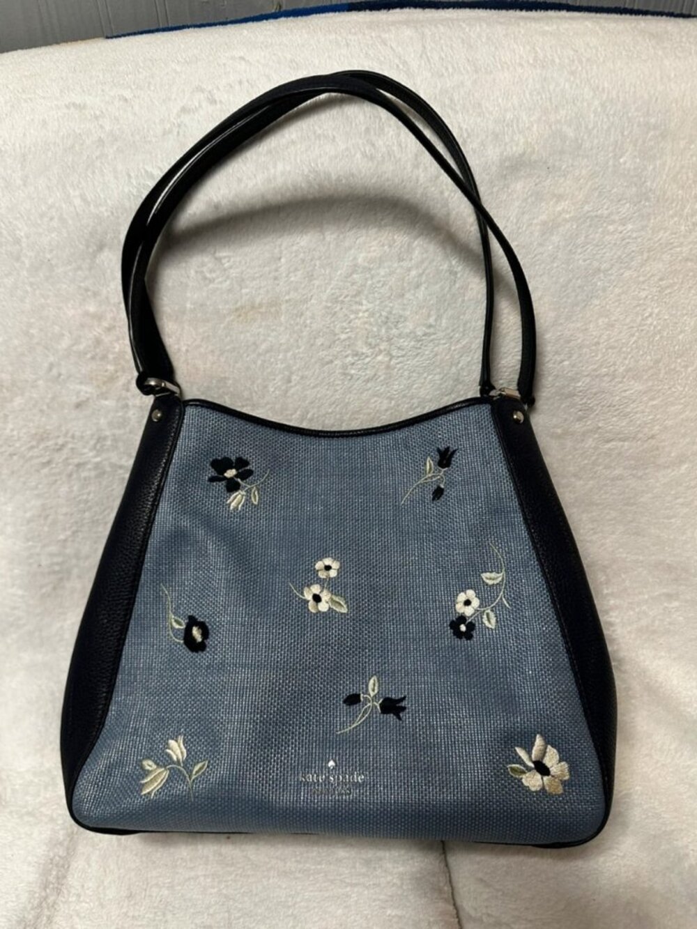 Kate Spade New York Leila Floral Embroidered Medium Shoulder Bag Blue Black